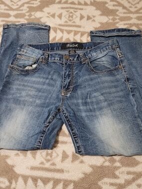 True Luck  Men's Blue Bootcut Denim Jeans